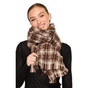 1222 Women's Fall & Winter Blanket Scarf- Ombre Check Brown (17